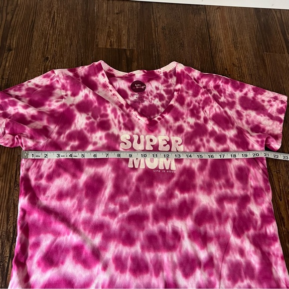 Life Is Good Crusher Tee Short Sleeve “Super Mom” Pink Tie Dye Size Large - Picture 2 of 10
